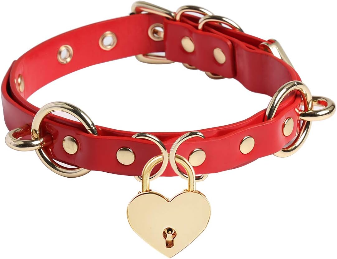 LEWECEEOLove Heart Lock Collar Handmade Necklace for Gothic Jewelry for Women Girls