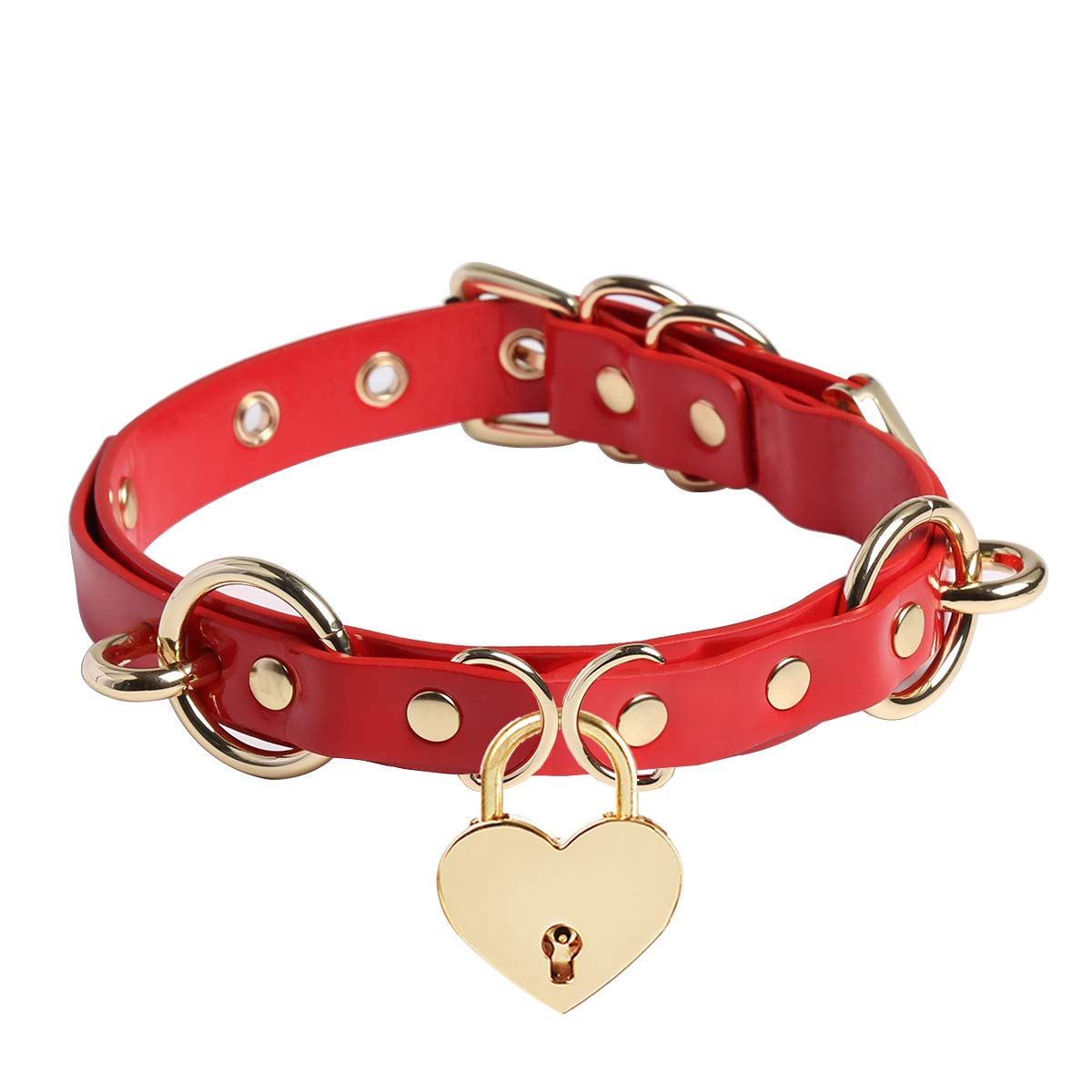 LEWECEEOLove Heart Lock Collar Handmade Necklace for Gothic Jewelry for Women Girls