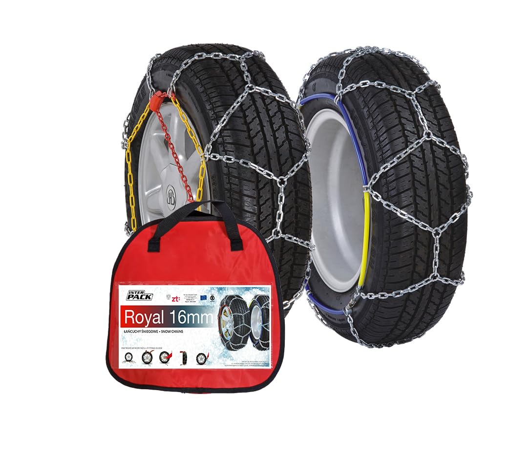 Catene da Neve 16 mm Royal 230 per SUV e Furgoni, Controllo di Trazione su Ghiaccio, Struttura a Rombo per Pneumatici 185/80/16, ÖNORM V5117