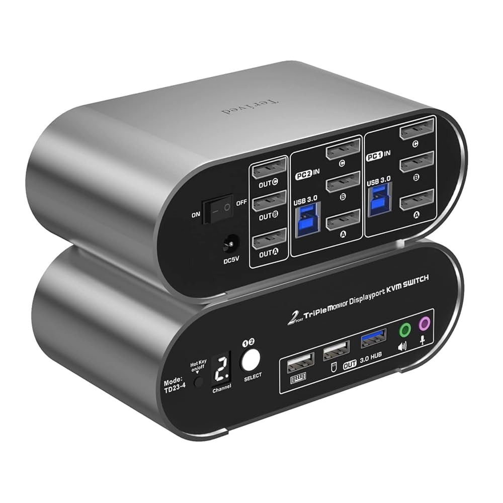 2ポート DP USB 3.0 KVMスイッチ トリプルモニター TD23-4 Amazon.co.jp: Terived 2ポート DP USB 3.0 KVMスイッチ