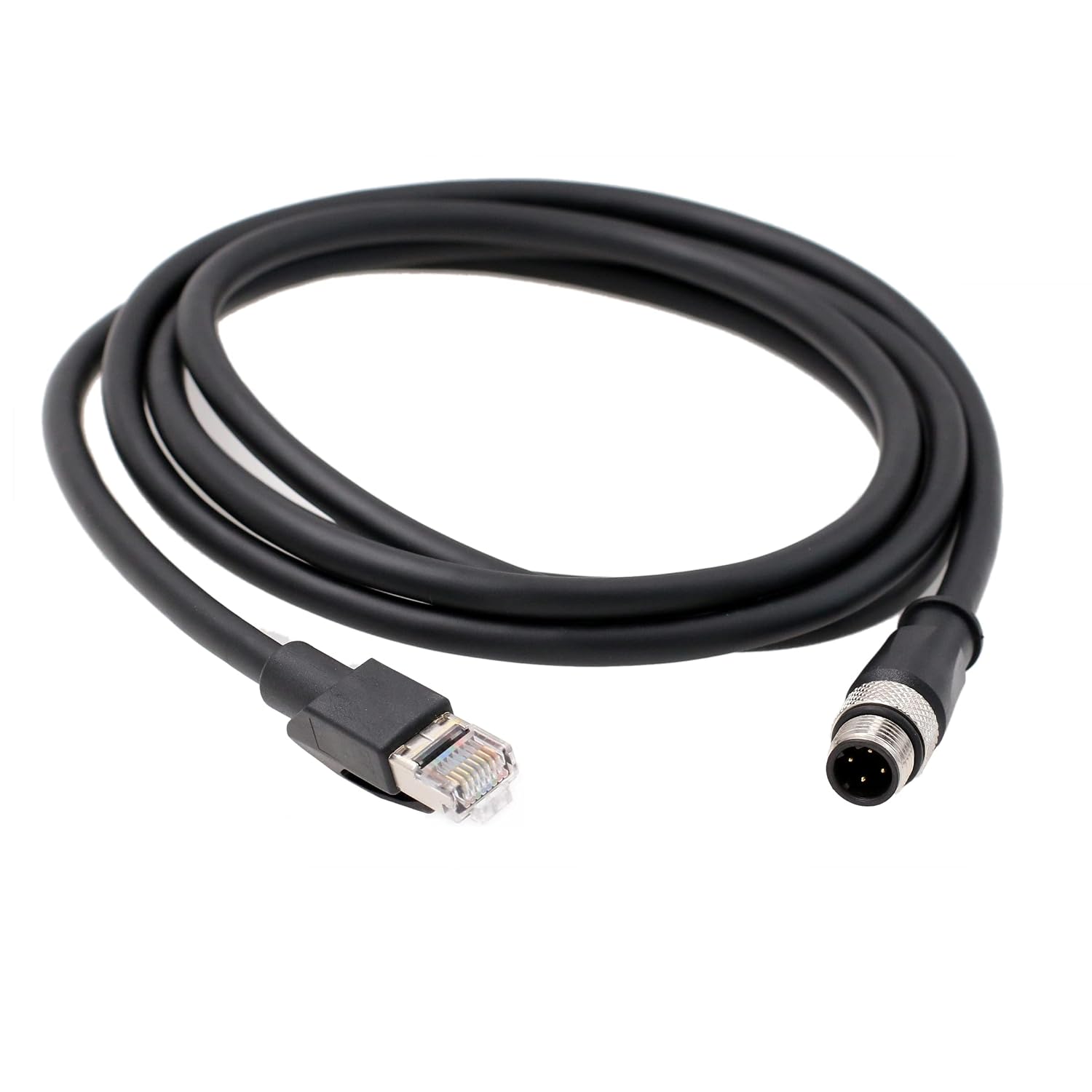 High Flex M12 4 Pin D-Code Male to RJ45 Ethernet Shielded Cat6 Cable Industrial Machinery Camera Network Robot Encoder Sensor (2m) - Image 3