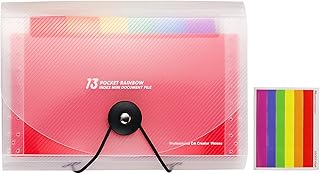 13 Pockets Flash Card Holder - 7x4.7 Inches, A6 Accordian File Organiser for Cards, Coupons, Receipt, Tax Item, Mini Ticket Expanding Folders, Expandable Portable Folder