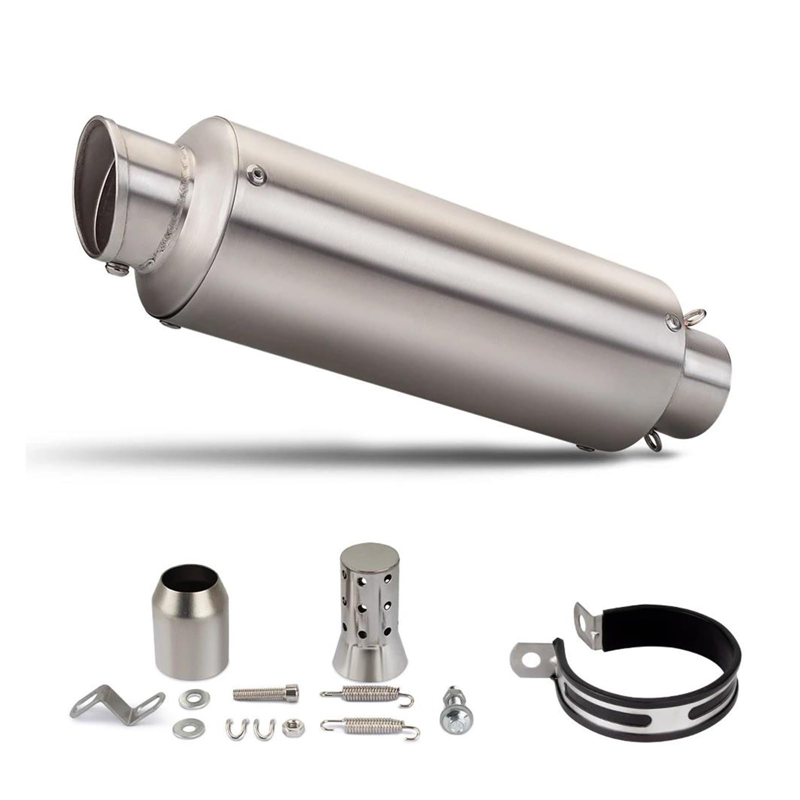 Tubo Silenciador De Escape De Motocicleta Negro Cromado Universal 51MM