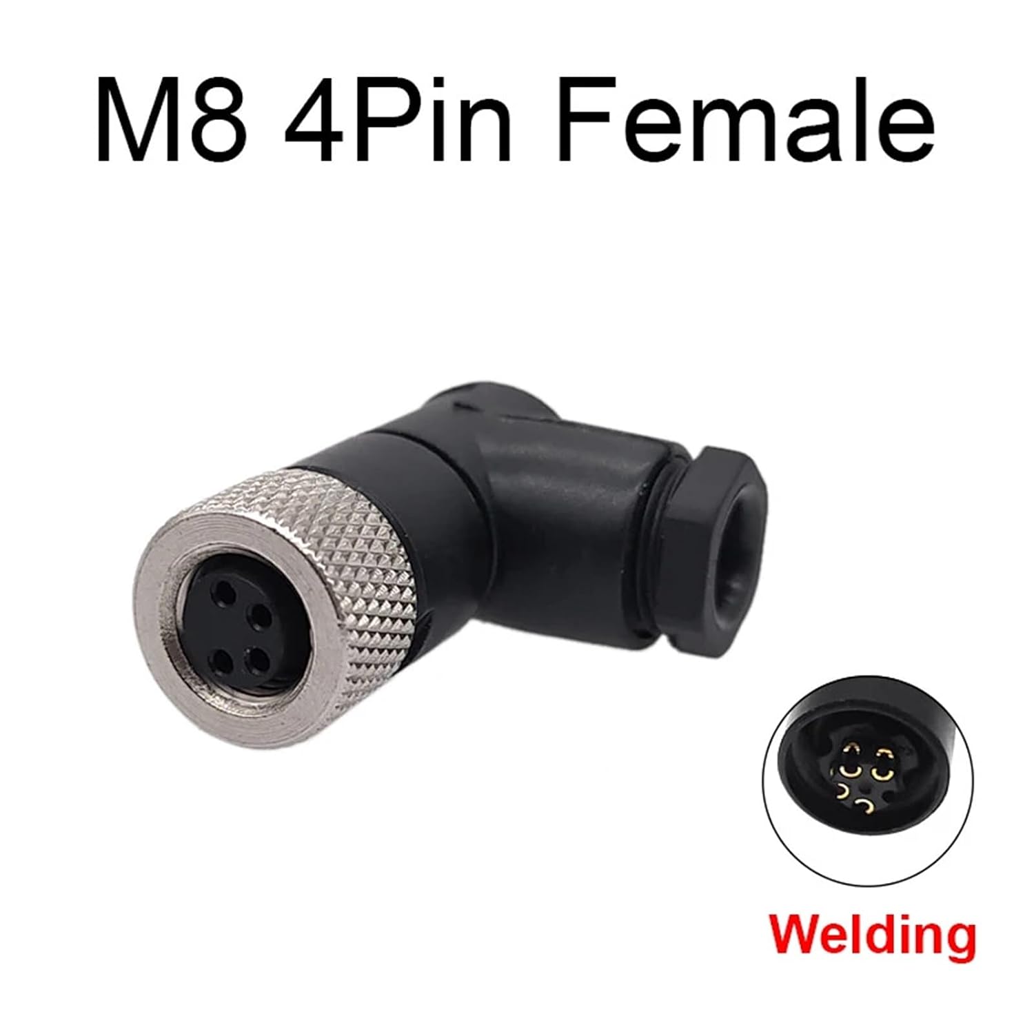 M8 Sensor Connector Male&Female Straight Angle Screw Threaded Coupling 3pin 4pin 1Pcs(White-Single)