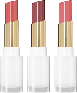 REVLON Super Lustrous Glass Shine Balm Gift Set, 3-Piece, Lipstick Multipack, Hydrating Tinted, Sheer Glossy Finish, 003 Honey Shine, 008 Rum Raisin, 006 Girly Swirly