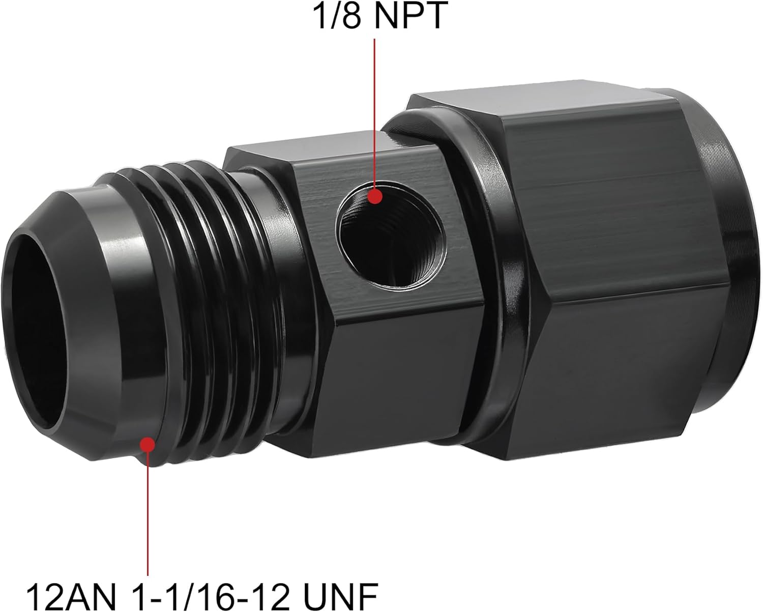 EVIL ENERGY 12AN Male Flare to -12 Female Swivel with 1/8" NPT Gauge Port Fuel Pressure Take off Fitting Adapter Aluminum 2PCS
