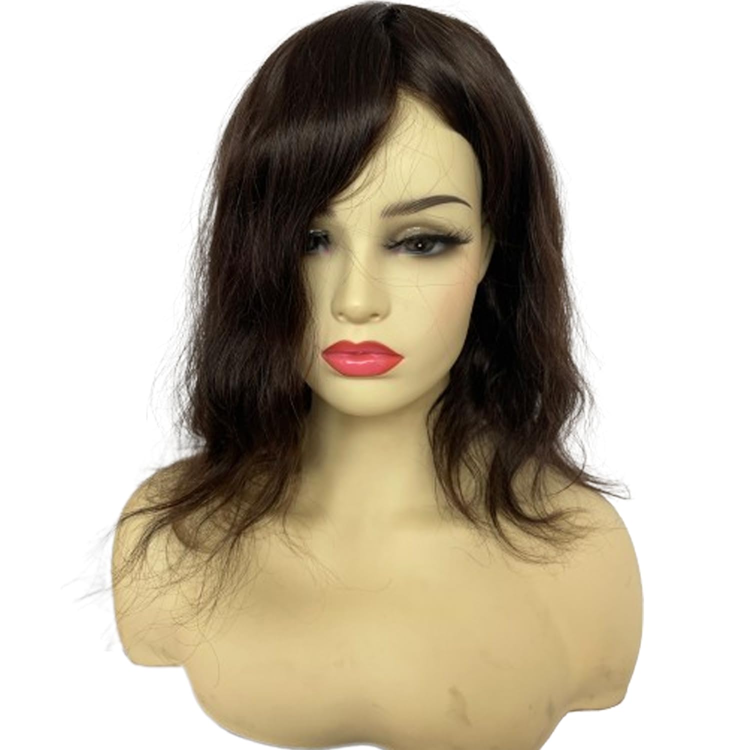 Voloria 12INCH Hair Toppers for Women Real Human Hair Topper Miduim Density Full PU Base Hairpiece Hair Extensions (#2 Darker Brown Color)
