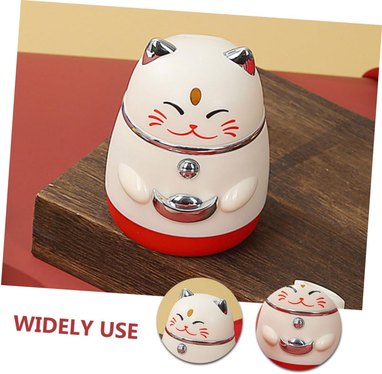 STOBAZA Decorative Fortune Cat Toothpick Holder Dispenser Portable Pressing Type Toothpick Container Silver Kitchen Accessory for Home Dining Table image 3