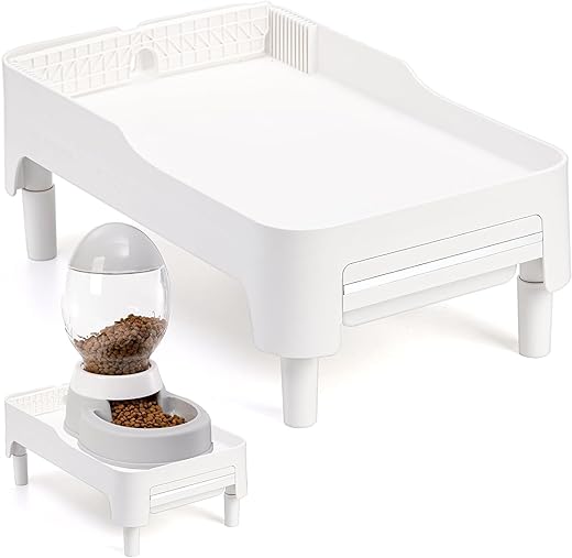 YOUEON Raised Pet Feeder Stand for Cats and Dogs Neck Health, Adjustable Height Elevated Shelf Suitable for 90% Automatic