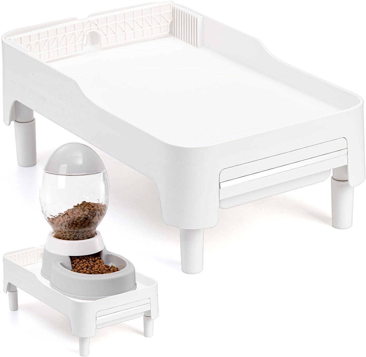 YOUEON Raised Pet Feeder Stand for Cats and Dogs Neck Health, Adjustable Height Elevated Shelf Suitable for 90% Automatic 