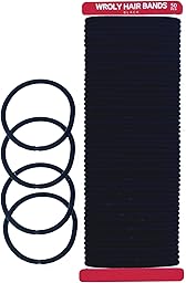 WROLY Hair Bands, Hair Bands For Women, Ponytail Holders, Hair Bobbles Hair Ties 4mm, Hairbands Hair Bands For Girls, Hair Bobbles Elastic Hair Bands (50-Hair Bands (Black)