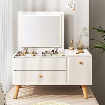 Compact Mini Dresser, Low Table Vanity with Storage, Generous Storage Capacity, Convenient, Bedroom Vanity Stand, Multifunctional Dresser Table, Bay Window, Small Low Type, Unisex 15.7 x 15.7