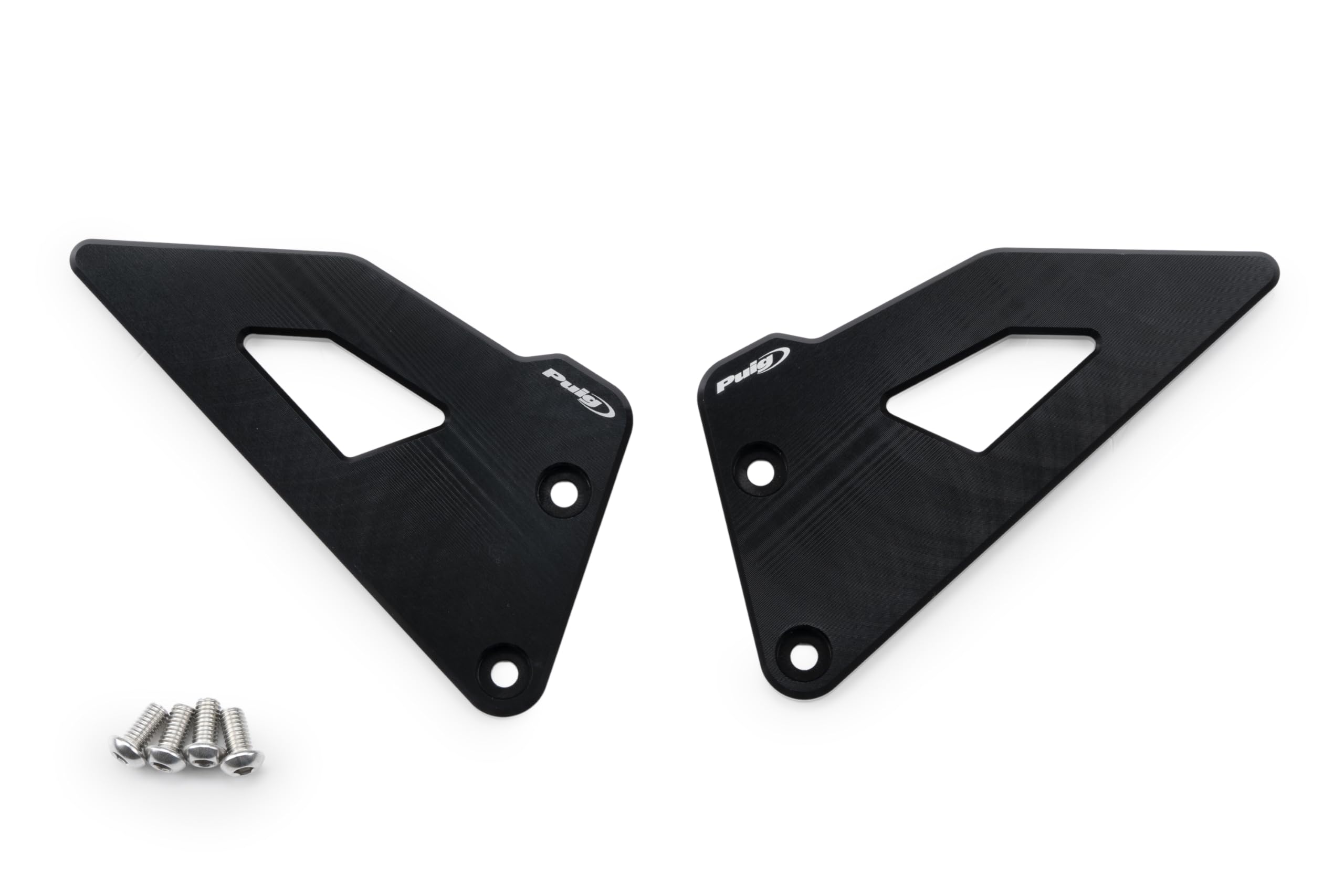 Puig 22263N Placas de talón mecanizadas en aluminio, protección contra golpes y desgaste del calzado, diseño duradero y elegante para mayor seguridad y estilo, Negro