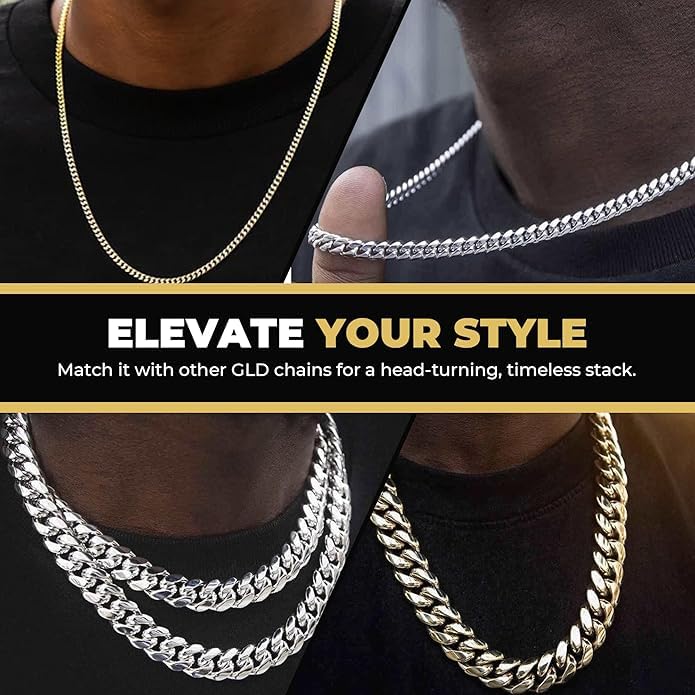 GLD Cuban Link Chain for Men and Women - Gold-Plated Micro Cuban Chain with Premium Storage Travel Pouch - Snatch-Proof Clasp, Sweat-Proof and Fade-Resistant - Lifetime Quality, Designed in Miami