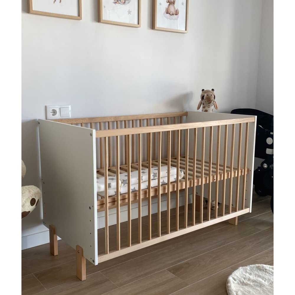 Cuna colecho Convertible en Cama Umami. Incluye colchon Morfeo, Kit colecho, barandillas de Seguridad y 4 Ruedas CoolDreams