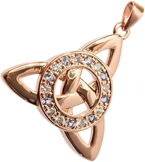 Collar con Colgante, Chapado en Oro Rosa 18K Triquetra Celta de Trinidad con Circulo Pavimentado con Cristales de Colores Varios en Caja de Regalo para Mujeres