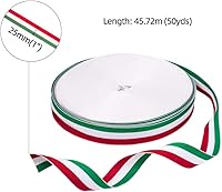 Vista 3 de PH PandaHall Cinta de rayas rojas, blancas y verdes, de 50 yardas, bandera italiana, cinta patriótica, decoraciones navideñas italianas, cintas
