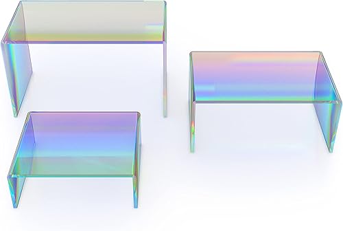 Miniatura 3 de Elevadores de exhibición de acrílico iridiscente arcoíris (juego de 6)