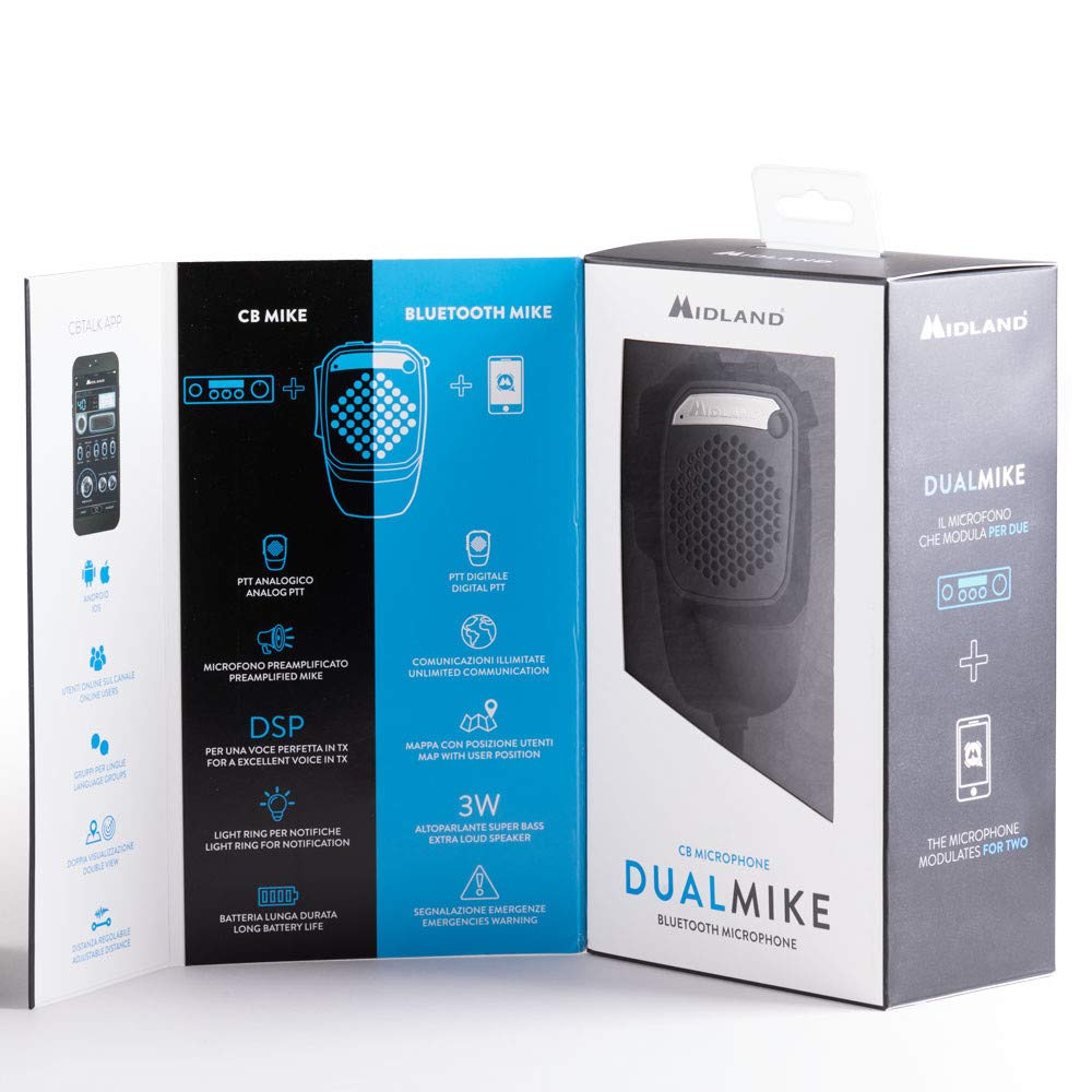 Midland Dual Mike Digital Bluetooth CB Microphone PreAmplified with 4