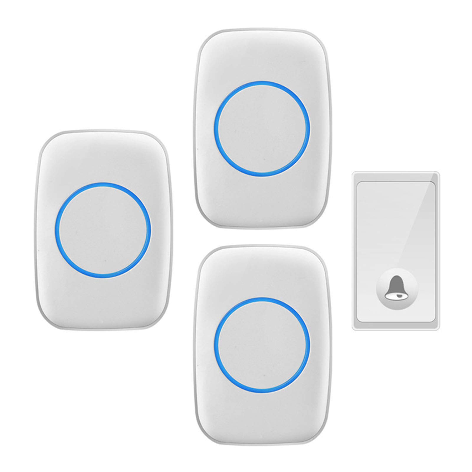 Campanello Senza Fili - Kit Campanello per Porta Cordless Impermeabile IP44 con Portata 200 M, 58 Campanelli, Volume A 4 Livelli, 1 Pulsante Remoto 3 Ricevitore,Bianca
