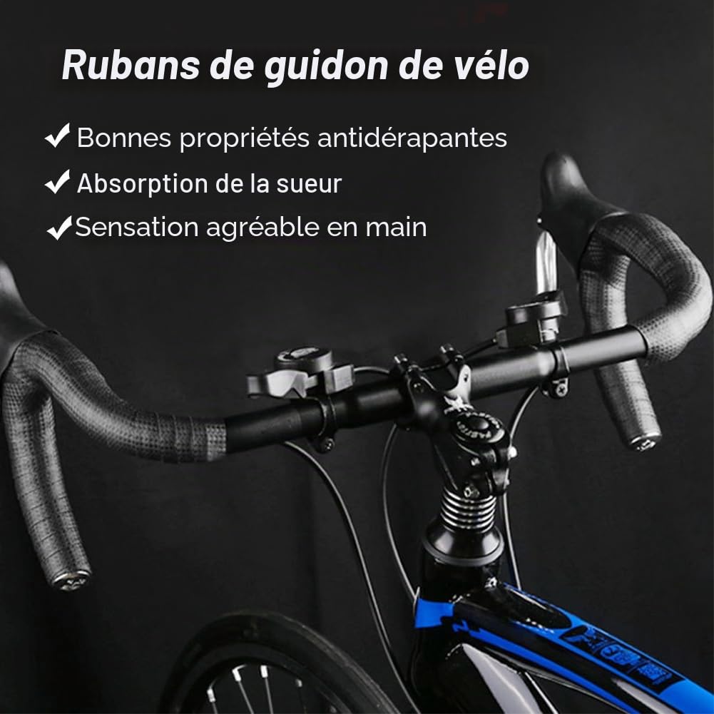 Ruban De Guidon Vélo Antidérapant – 2 Rouleaux En Mousse EVA, Anti-choc, Respirant, Noir, Compatible Avec Tous Les Guidons