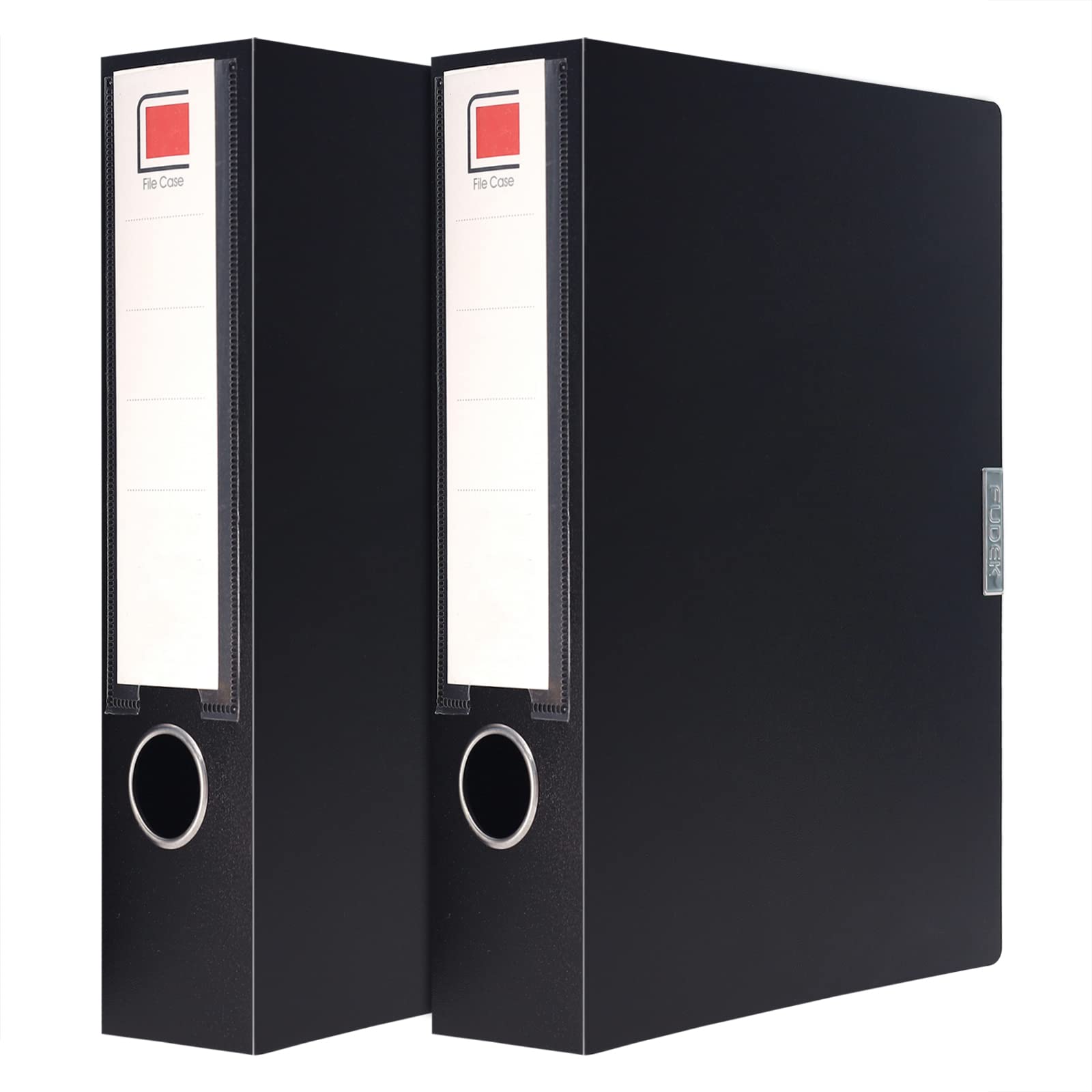 GUOKOFF Box Files A5, 2 Pack A5 Document Box Plastic Archive Cases with Lid, 55mm Spine, A5 Archive Box Folder, Document Box Folders For Office School (Black)