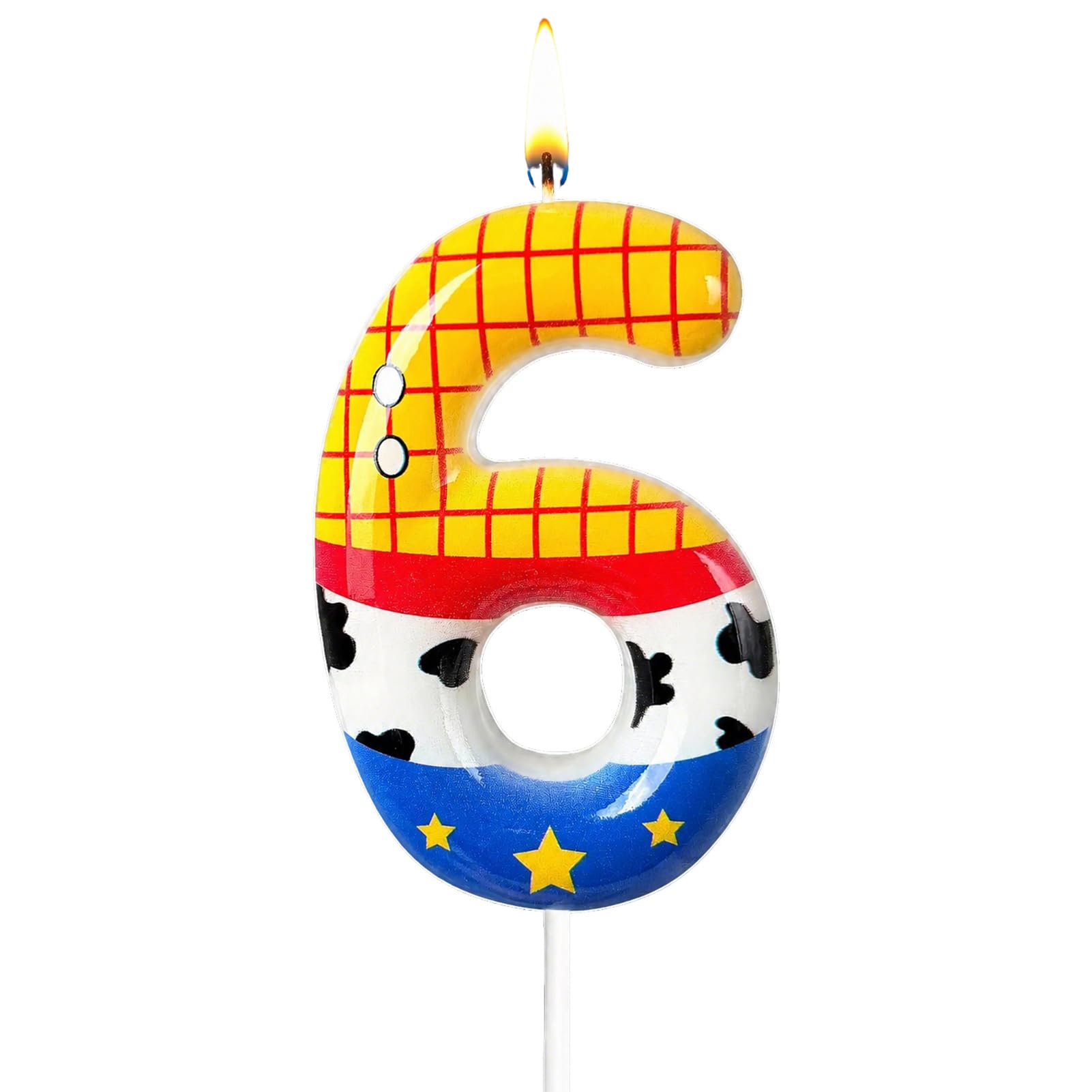 Cartoon Story Number Candle for Birthday Cake, Cute Toy Theme Cake Decoration, Yellow Blue Cake Topper for Boys Girls Party Celebration (6 Candle,Cartoon) — image 1