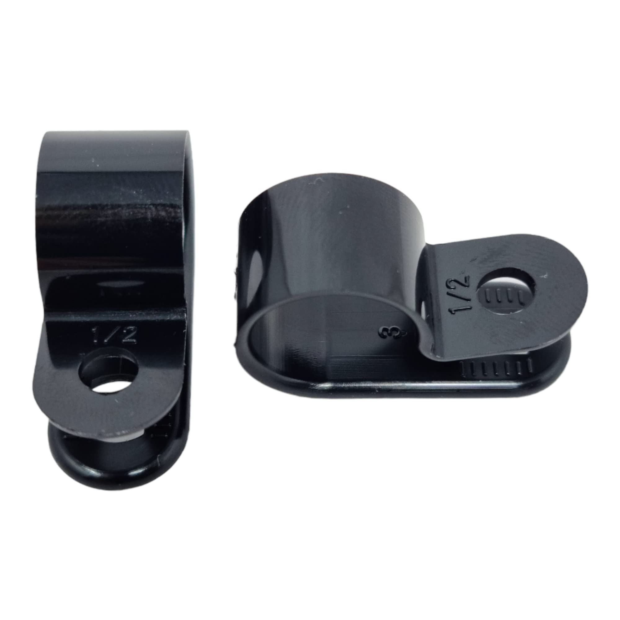 Black 100 Pack Of Nylon P-Clips, Plastic Cable Clips, 12.7Mm (1/2") Diameter