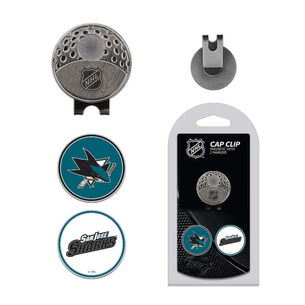 Team Golf NHL San Jose Sharks Cap Clip with 2 Golf Ball Markers Golf Cap Clip with 2 Removable Double-Sided Enamel Magnetic Ball Markers, Attaches Easily to Hats
