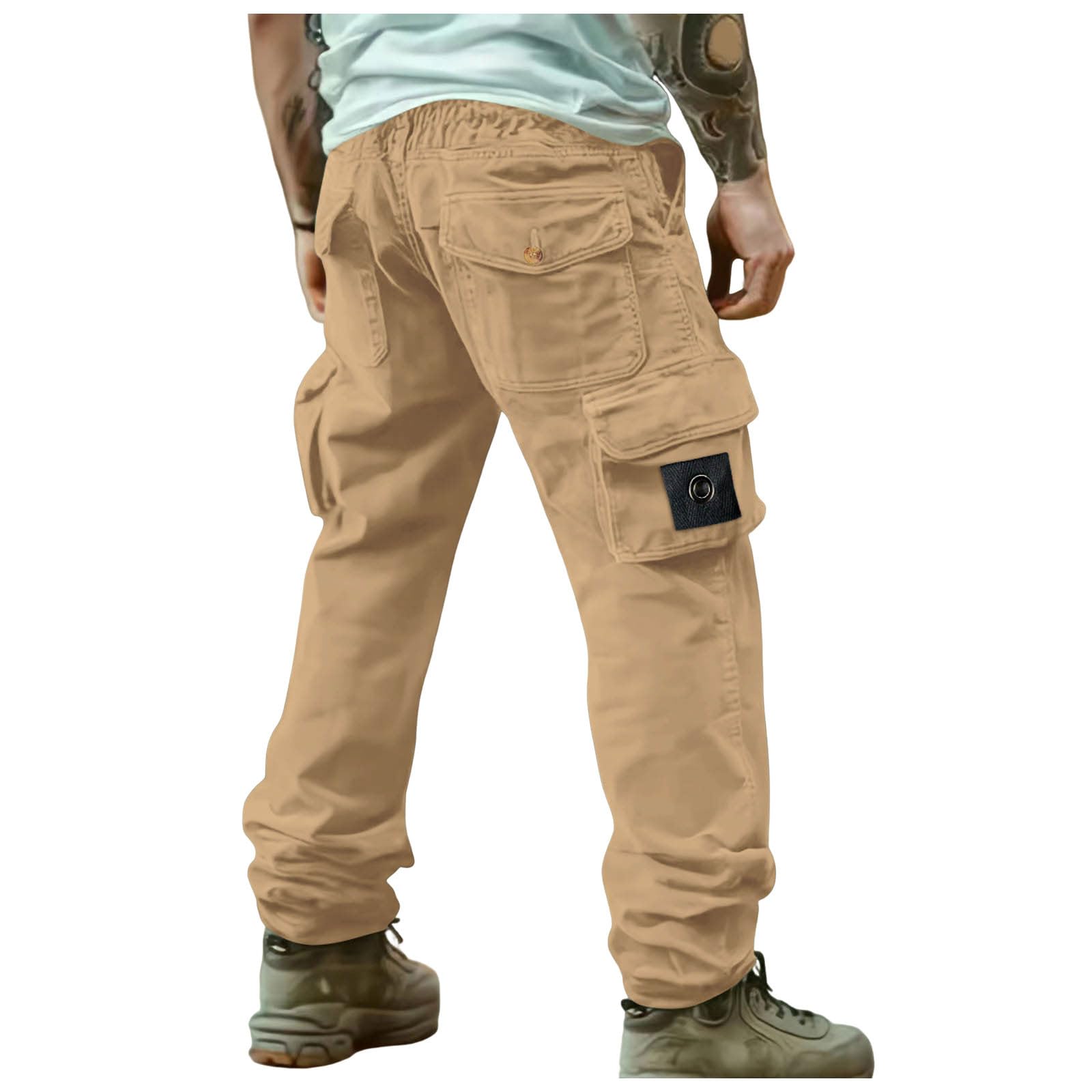 Generisch Pantalones cargo resistentes para hombre con muchos bolsillos, pantalones de trabajo informales de estilo militar, cómodos pantalones de algodón para exteriores