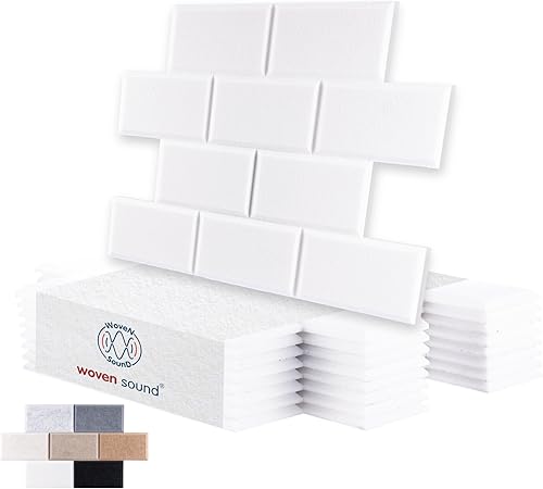 Miniatura 18 de WoveN SounD Paneles de pared acústicos artesanales, paquete de 16 unidades de 12 x 12 pulgadas, chapa de madera tallada a prueba de sonido, Patrón