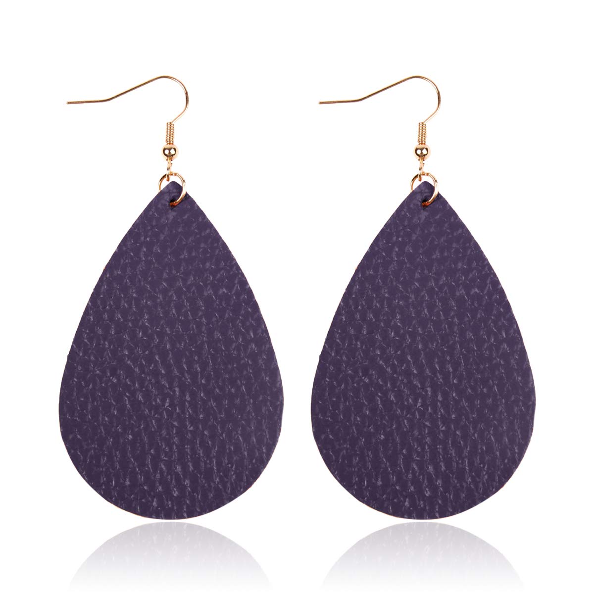 Bohemian Lightweight Genuine Real Leather Geometric Drop Statement Earrings - Petal Leaf Feather, Teardrop Dangles