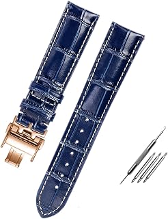 Es adecuado for la correa de Longines, el artesano de cuero, el patrón de cocodrilo azul de la luna, la magnífica cinturón masculino de las comcas 19 20 21mm