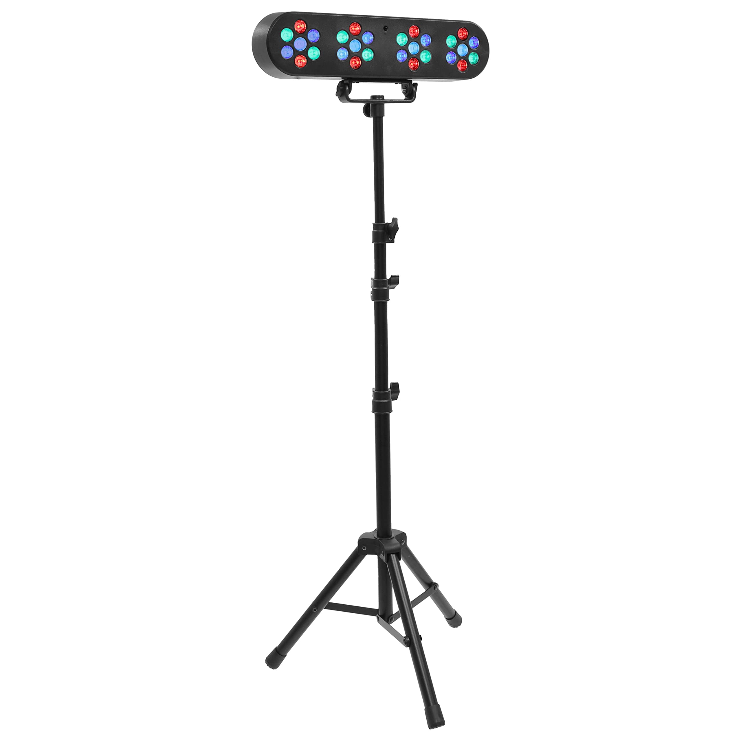 BoomTone DJ D-Tiene Set di luci multicolore Disco Club DJ, 28 LED RGB da 1 W, Dimmer, Kit completo di supporto. Regolabile in altezza. Programmi automatici, rilevamento del suono, telecomando in