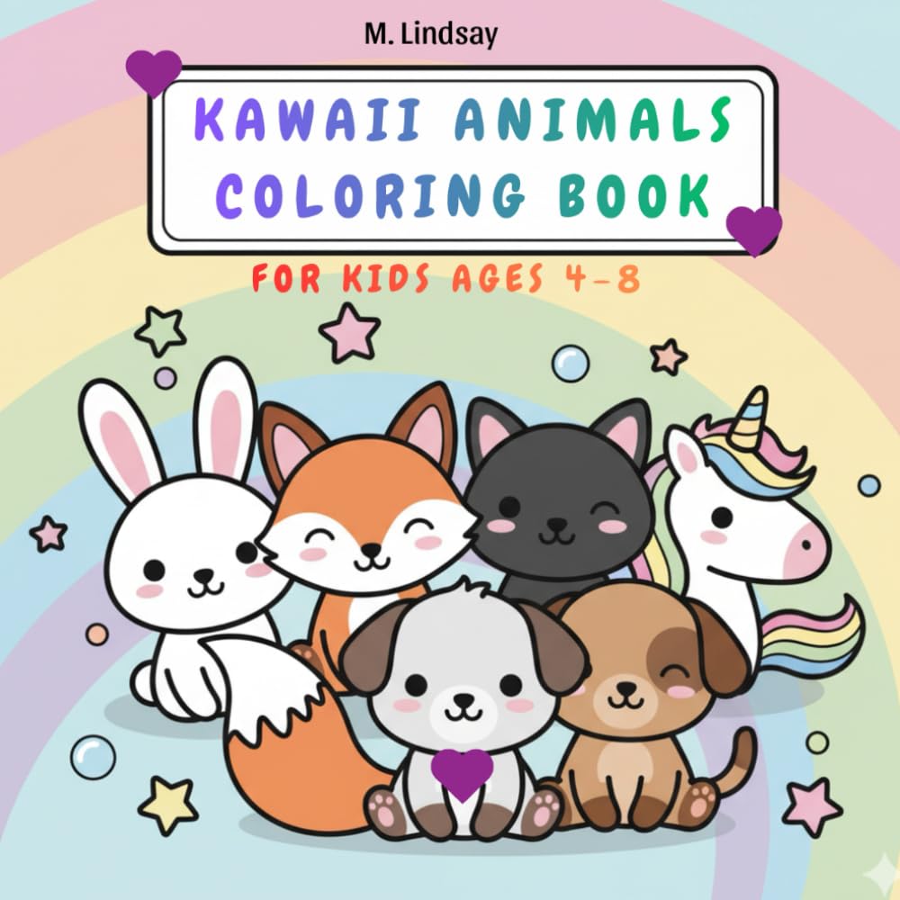 Kawaii Animals Coloring Book: Cute & Simple Bold Animal Pages for Relaxation, Creativity, and Fun.
