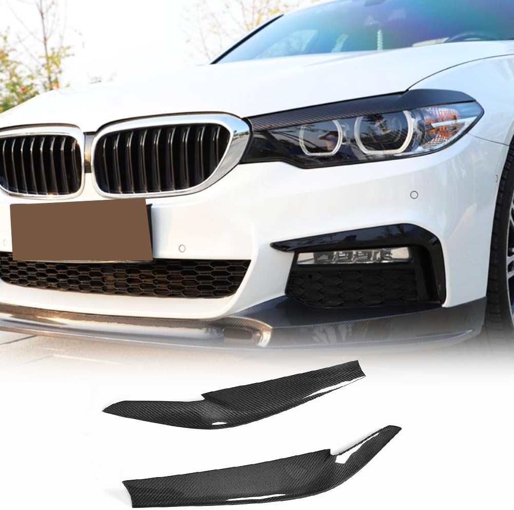 Carbon Fiber Front Head Lamps Cover fits for BMW 5 Series G30 G31 520i 530i 540i M550i F90 M5 2017-2019 Eyelid Headlight Eyebrows (Dry Carbon)