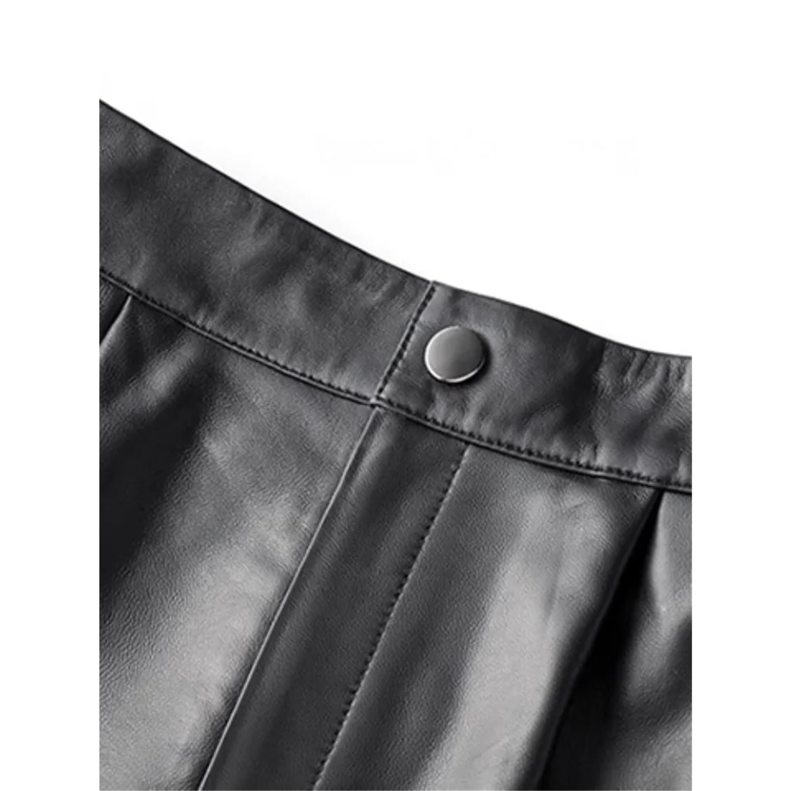 Shorts para Mujer Cuero Pantalones Cortos de Cuero for Mujer, elásticos, Cintura Alta, Informales, Negros, con Pierna Ancha