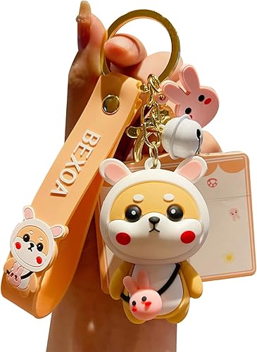 BEXOA Lindo llavero Kawaii Anime Llaveros Accesorios, Shiba Inu Bolso Encantos de Carro de Dibujos Animados Llavero para Niña Mujer