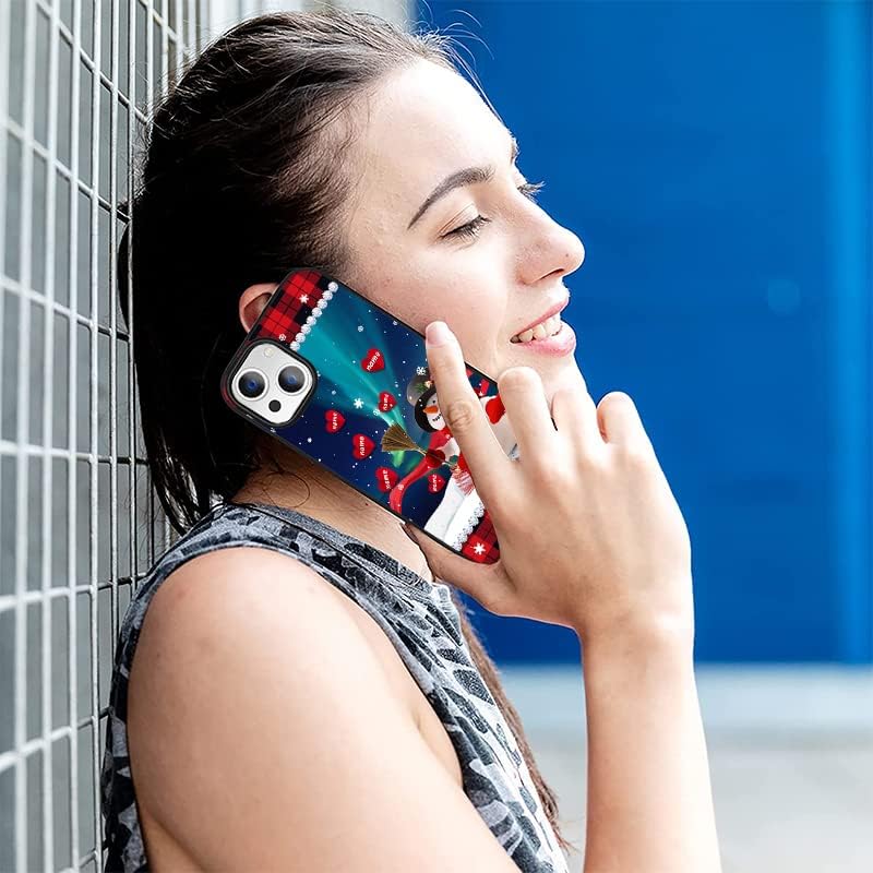 Miniatura 5 de Funda personalizada para teléfono de Navidad, nombre de la familia de muñeco de nieve vs cuadros perfectamente rojos para iPhone 15 14 13 12 11Pro