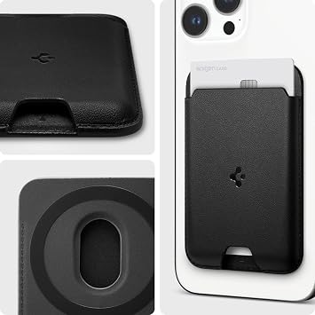 Spigen MagSafe Destekli Cüzdan Valentinus Mag Fit Siyah - AMP02284 (Spigen TR Garantili)
