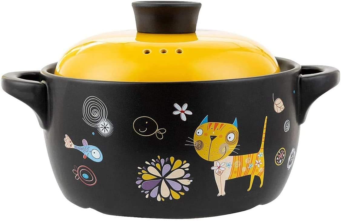 Casserole Pot,Simmer Pot,Ceramic Stockpot,Round Covered Casserole Dish with Lid,Insulation Stovetop Ceramic Stew Pot,Soup Pot,Hot Pot, Home Cooking Pot(A,2.8L)