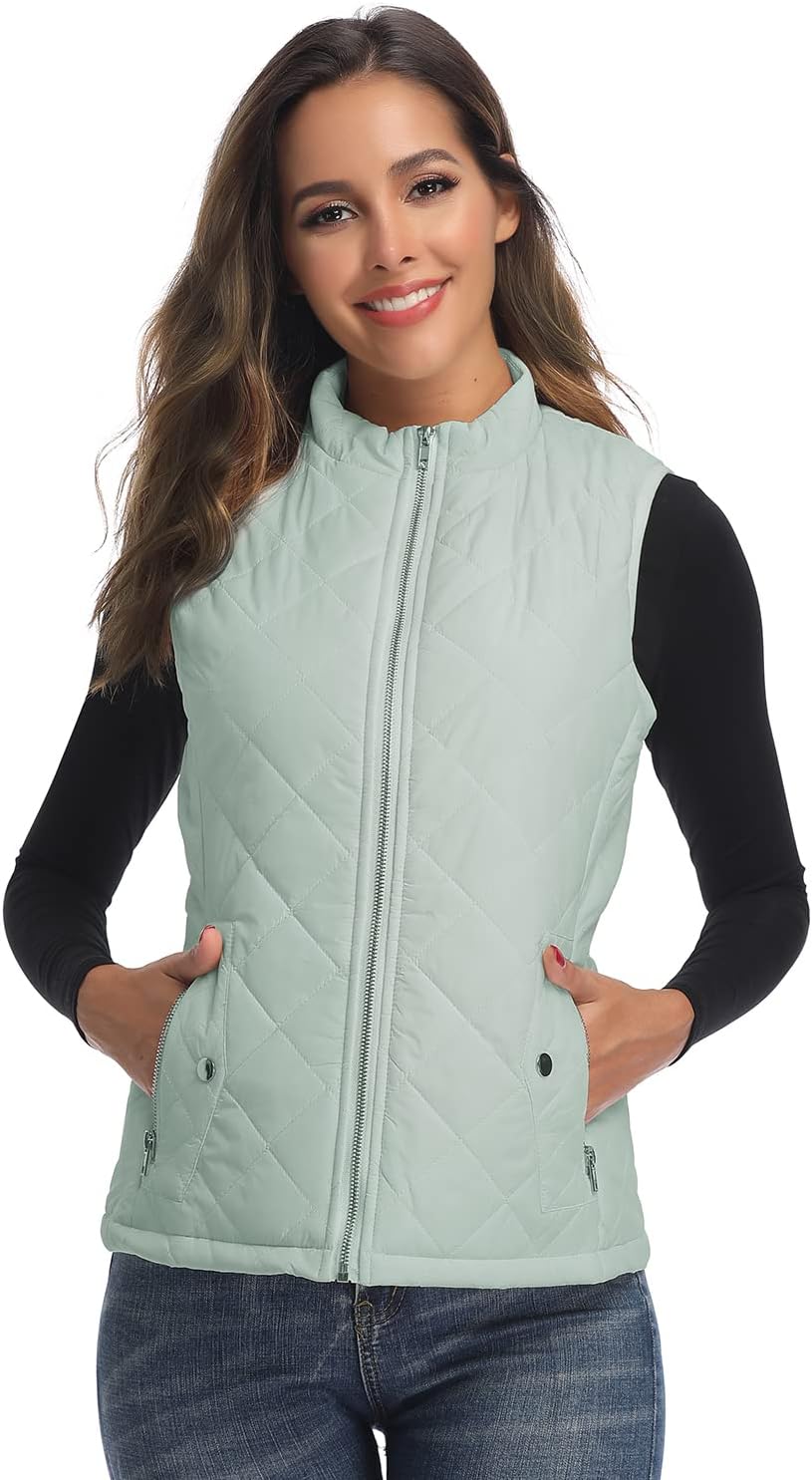 LONGKING Women's Vest, Stand Collar Lightweight Zip Quilted Vest for Women - Image 3