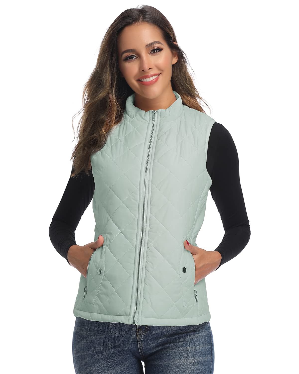 LONGKING Imbottito Gilet di moda Donna (Pacco da 1)