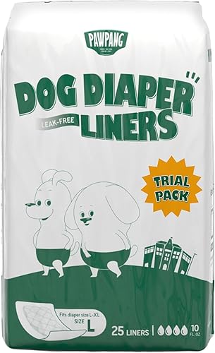 Miniatura 16 de PAWPANG Forros desechables para pañales para perros machos y hembras, 100 unidades, 5 opciones de tamaño, insertos de pañales para perros que se