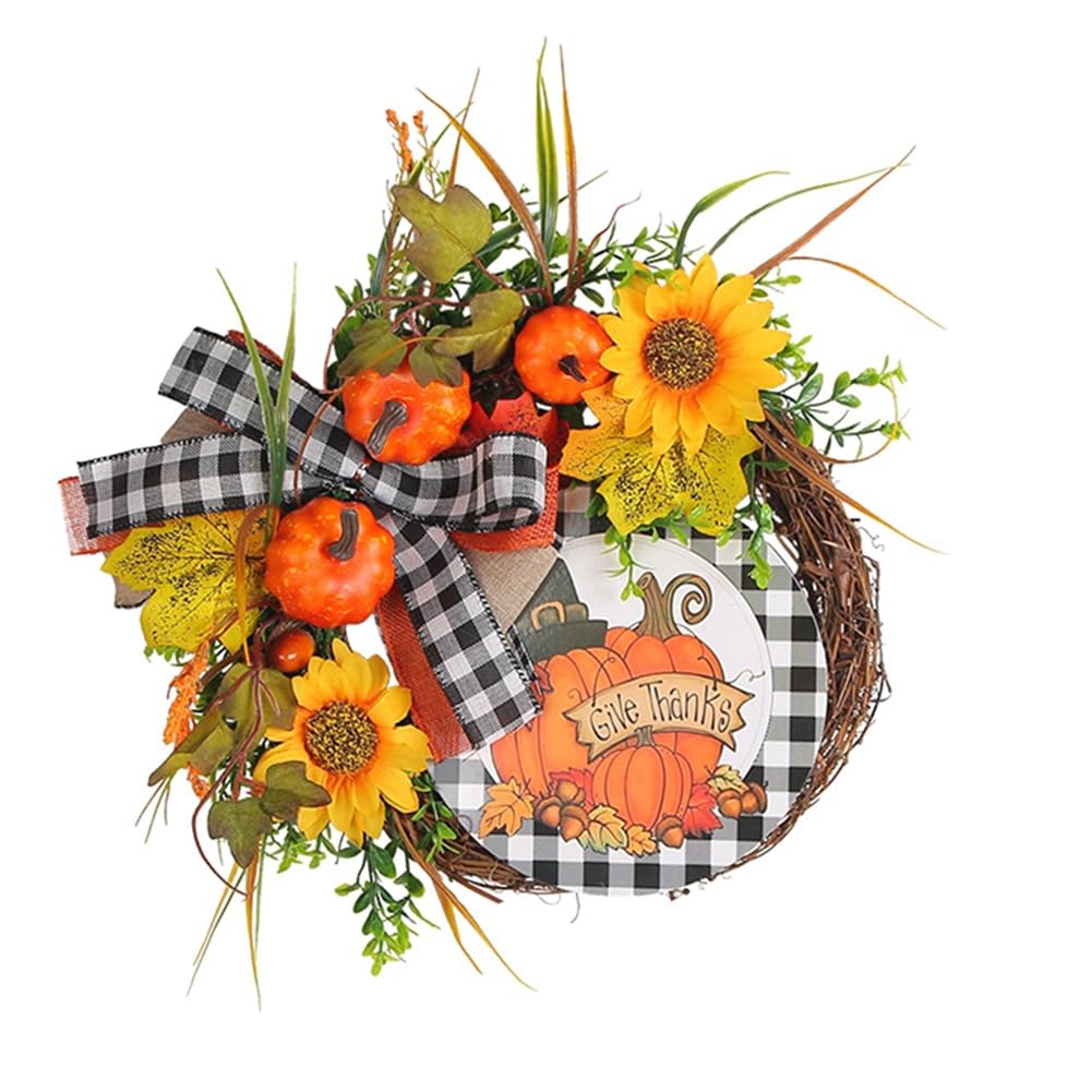 CTRLZS The Front Door Autumn Wreath Thanksgiving Wreath Harvest Decoration Farmhouse Porch Door, Thanksgiving Decoration