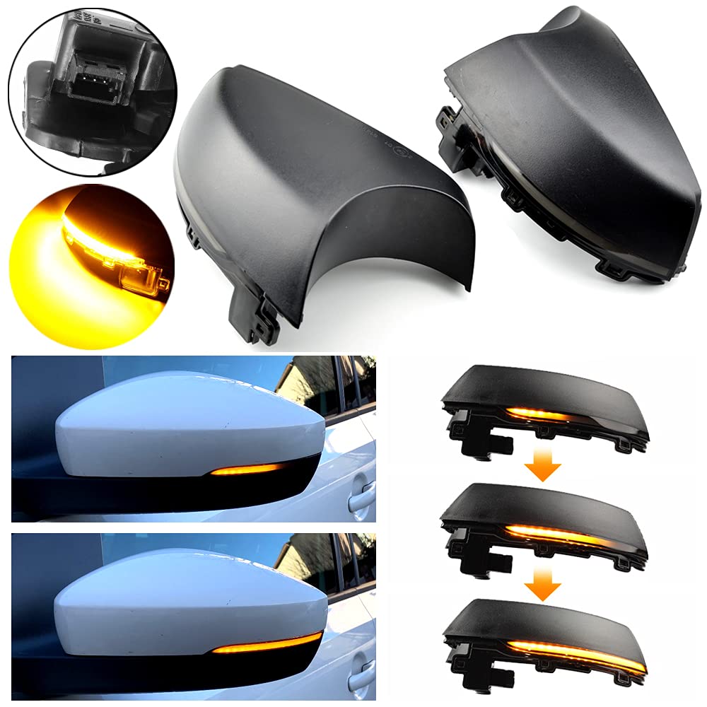 MKptopia Sequential Side Mirror Turn Signal Light Compatible with VW Po-lo MK5 6R 2009-2013, Po-lo MK5 6C 2014-2017, LED Turn Signal Lights