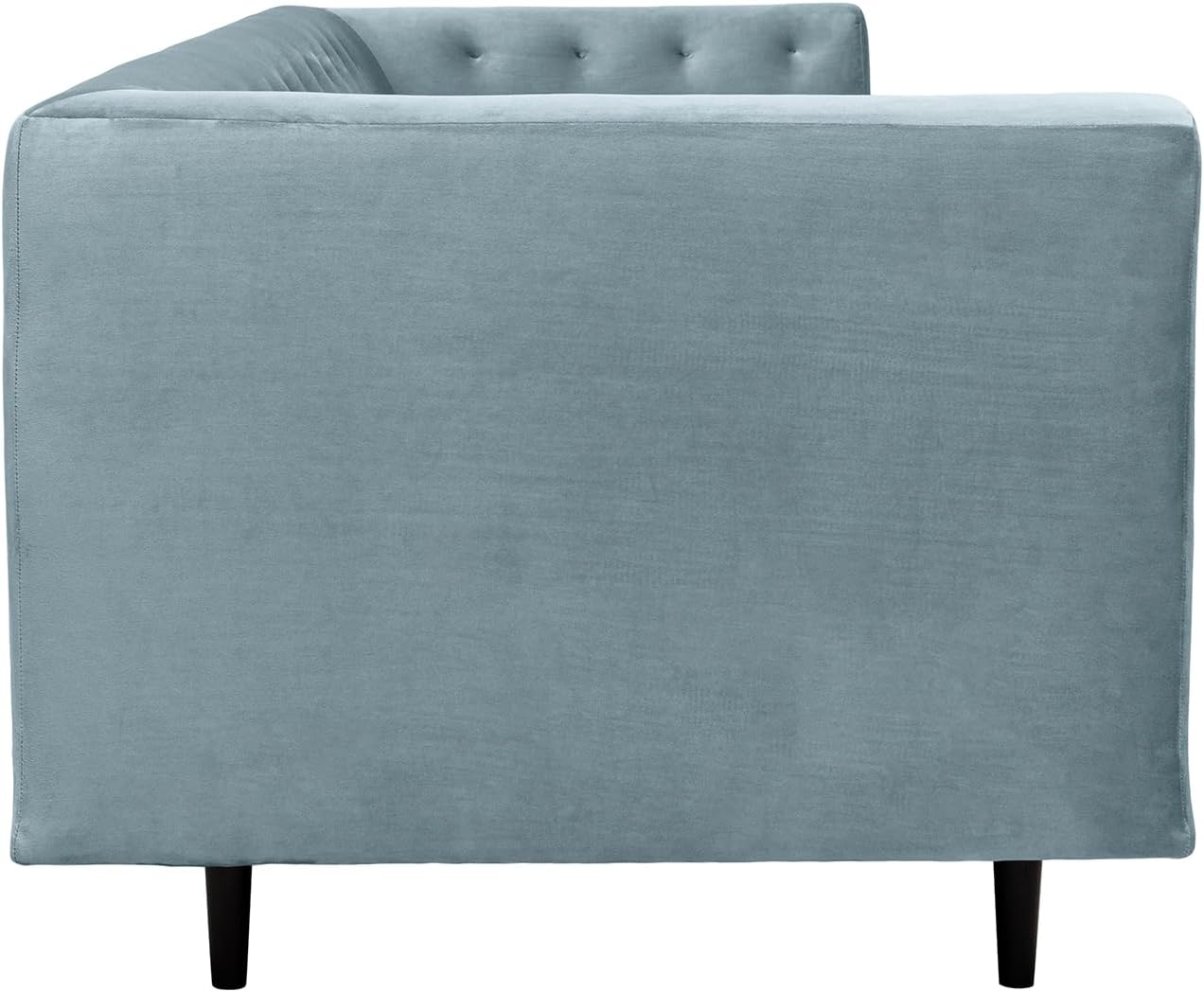 Armen Living Annabelle 80" Modern Bluestone Velvet Sofa with Black Wood Legs