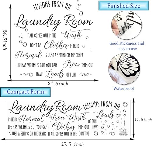 Miniatura 7 de Adhesivo de pared para cuarto de servicio, con cita de lecciones de la lavandería, calcomanía de vinilo para la pared, para lavar, secar y secar,