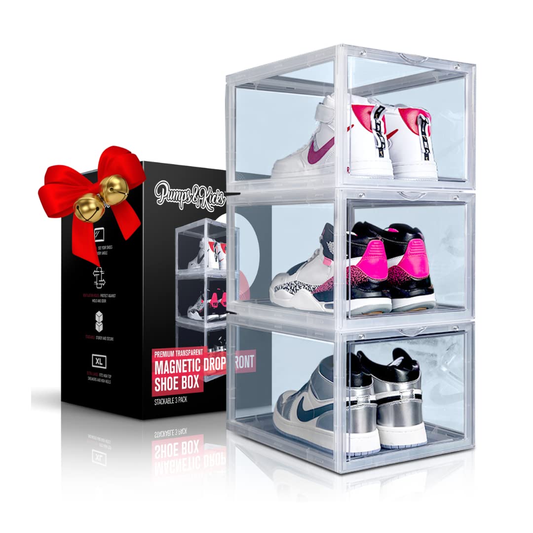 Drop Front Sneaker Cases | Crystal Clear | Magnetic | Stackable | Display Box Clear