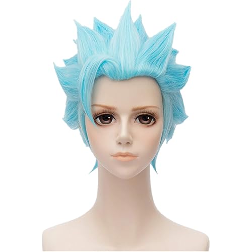 Thing Wig One Short Blue Fluffy Funny Crazy Cosplay Wig Heat Resistant Full Synthetic Hair (Not Styled)
